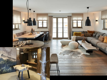 Chalet Hirschbergblick  Inneneinrichtung Wohn- und Essbereich
